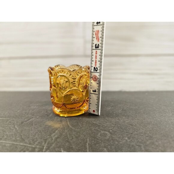 L E Smith Moon and Stars Amber Toothpick Holder - Picture 2 of 6